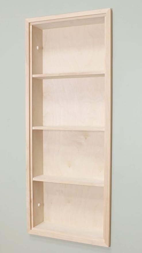 Fox Hollow Furnishings 14x36 Sloane Recessed Wall Niche Medicine Cabinet Replacement, in The Wall Bathroom Cabinet Insert Shelf/Shelves, Made in North America, Real Wood, NO MDF, Plain, Unfinished