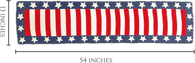 Decozen Patriotic Table Runner - 4th of July American Flag Freedom Stars Independence and Memorial Day for Holiday Kitchen Dining Table Home Decor - 13x54 Inches