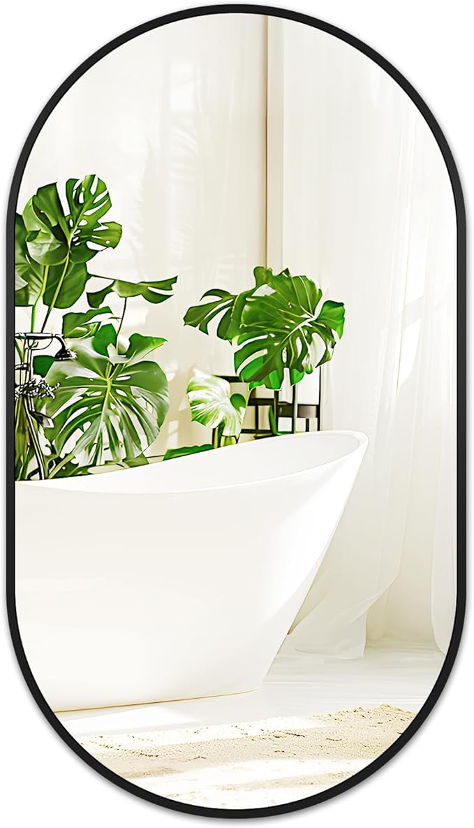 Fabuday Black Oval Bathroom Mirror for Over Sink - 20x36 Wall Mounted Oval Vanity Mirrors with Matte Metal Frame for Bedroom, Living Room, Dresser, Hallway, Entryway Decor, Horizontally/Vertically