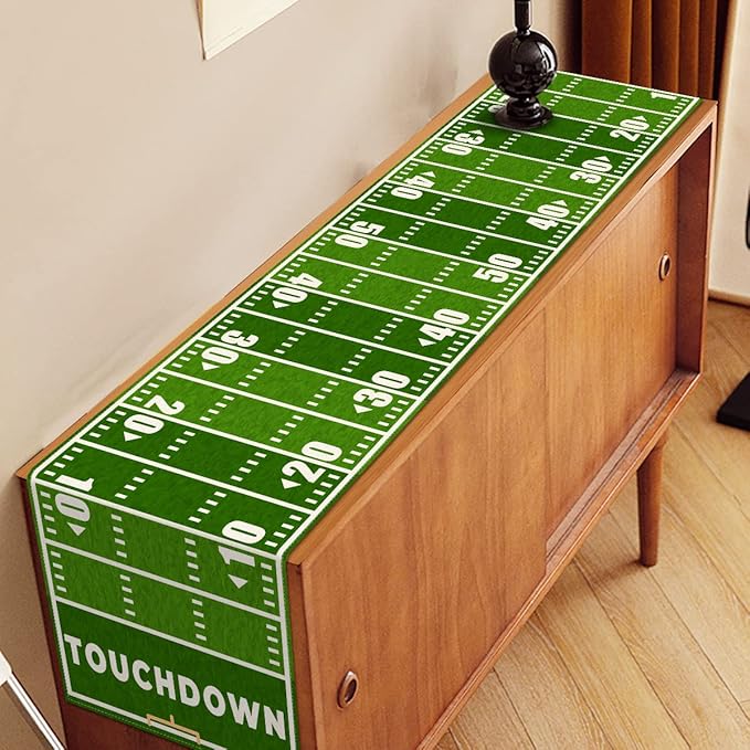 Nepnuser American Football Court Table Runner Touch Down Football Birthday Party Decoration Boy Sport Farmhouse Home Dining Room Kitchen Table Decor (13" x 72")