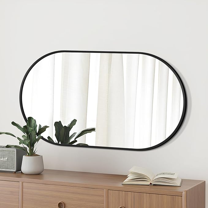 Fabuday Black Oval Bathroom Mirror for Over Sink - 20x36 Wall Mounted Oval Vanity Mirrors with Matte Metal Frame for Bedroom, Living Room, Dresser, Hallway, Entryway Decor, Horizontally/Vertically