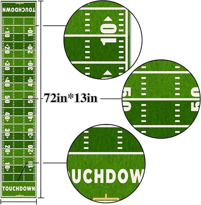 Nepnuser American Football Court Table Runner Touch Down Football Birthday Party Decoration Boy Sport Farmhouse Home Dining Room Kitchen Table Decor (13" x 72")