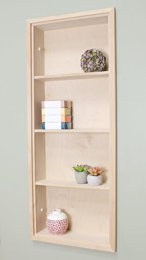 Fox Hollow Furnishings 14x36 Sloane Recessed Wall Niche Medicine Cabinet Replacement, in The Wall Bathroom Cabinet Insert Shelf/Shelves, Made in North America, Real Wood, NO MDF, Plain, Unfinished