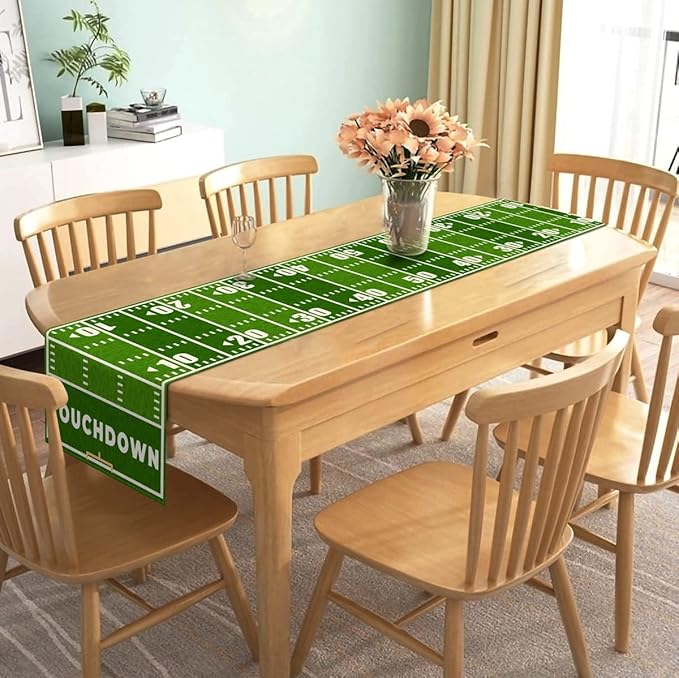 Nepnuser American Football Court Table Runner Touch Down Football Birthday Party Decoration Boy Sport Farmhouse Home Dining Room Kitchen Table Decor (13" x 90")