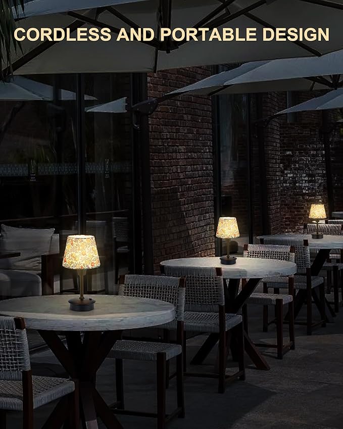 10"H Small Cordless Table Lamps for Restaurant Dinner Dining, 5200mAh Rechargeable Battery Operated Lamps, Brightness Dimmable, Night Bedside Touch Lamp, Living Room Side Kitchen Outdoor Table Light