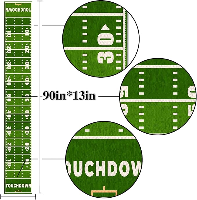 Nepnuser American Football Court Table Runner Touch Down Football Birthday Party Decoration Boy Sport Farmhouse Home Dining Room Kitchen Table Decor (13" x 90")