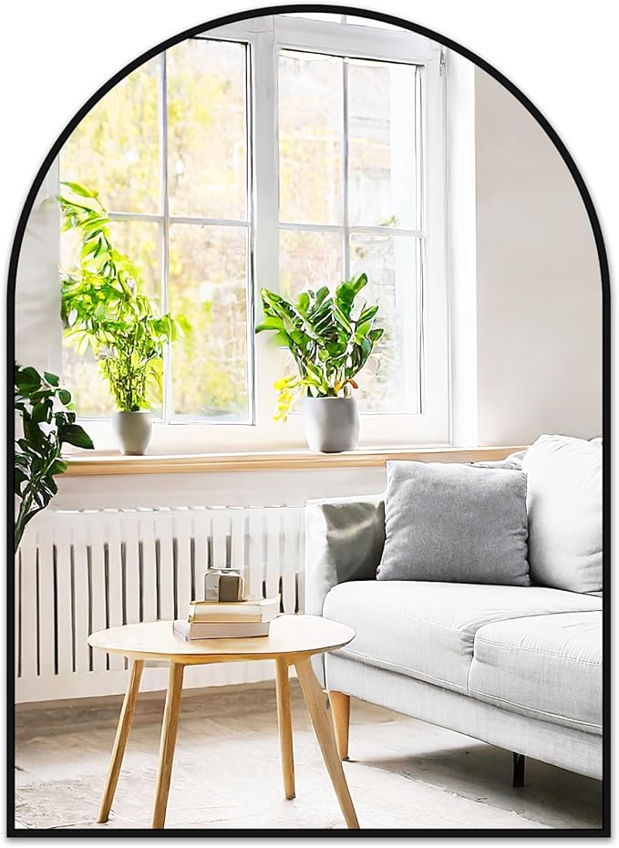 Fabuday Big Arch Mirror for Bathroom 30x40 - Large Black Arched Wall Mirror for Over Sink, Wide Metal Frame Vanity Mirros for Bedroom, Living Room, Dresser, Entryway Decor