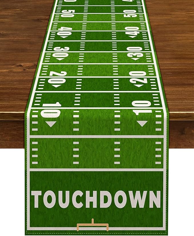 Nepnuser American Football Court Table Runner Touch Down Football Birthday Party Decoration Boy Sport Farmhouse Home Dining Room Kitchen Table Decor (13" x 90")