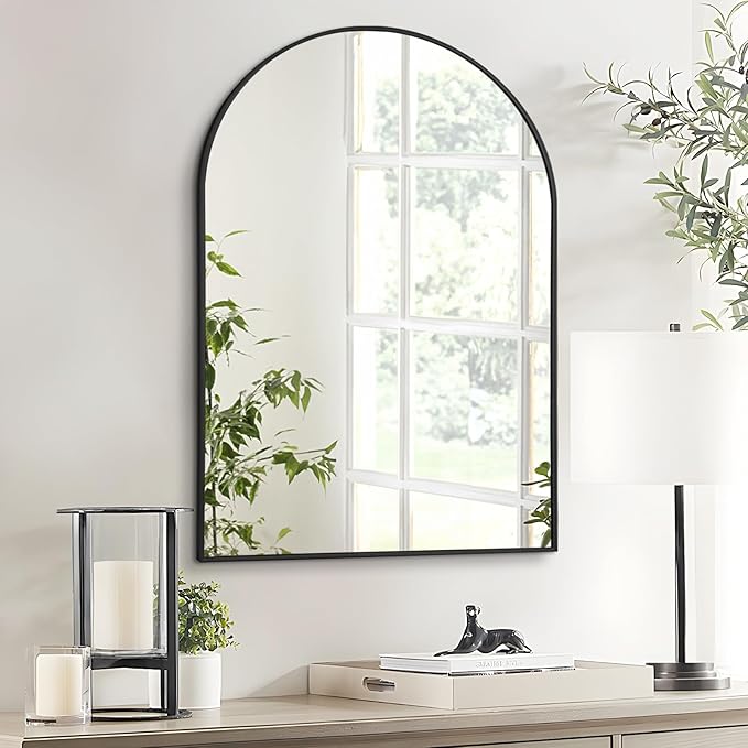 Fabuday Big Arch Mirror for Bathroom 30x40 - Large Black Arched Wall Mirror for Over Sink, Wide Metal Frame Vanity Mirros for Bedroom, Living Room, Dresser, Entryway Decor