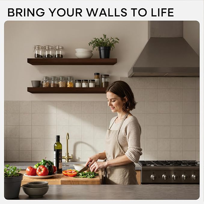 Homeforia 24inch Walnut Floating Shelves for Wall, High End Solid Real Wood 24in Floating Shelf for Bathroom, Dark Brown 24 inch Long Floating Shelves, Heavy Duty Bracket, 24 X 6.5 X 1.75 in, Set of 4