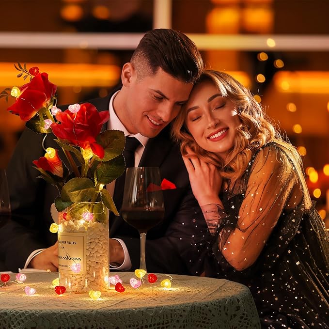 10.5ft Battery Operated Heart Fairy Lights with Remote