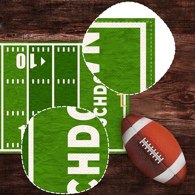 Nepnuser American Football Court Table Runner Touch Down Football Birthday Party Decoration Boy Sport Farmhouse Home Dining Room Kitchen Table Decor (13" x 72")