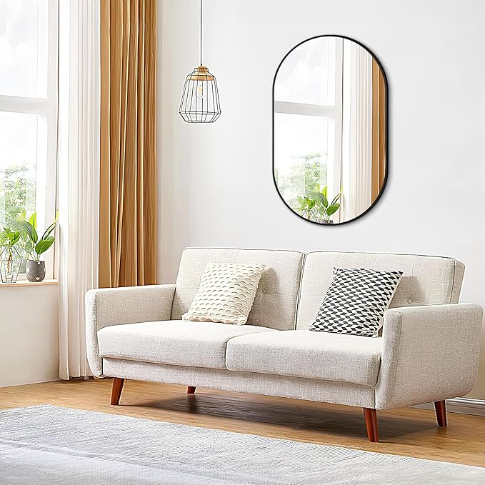 Fabuday Black Oval Bathroom Mirror for Wall - 24x36 Metal Framed Vanity Mirror for Over Sink, Big Matte Oval Mirrors for Living Room, Bedroom, Hallway, Entryway Decor, Horizontally/Vertically