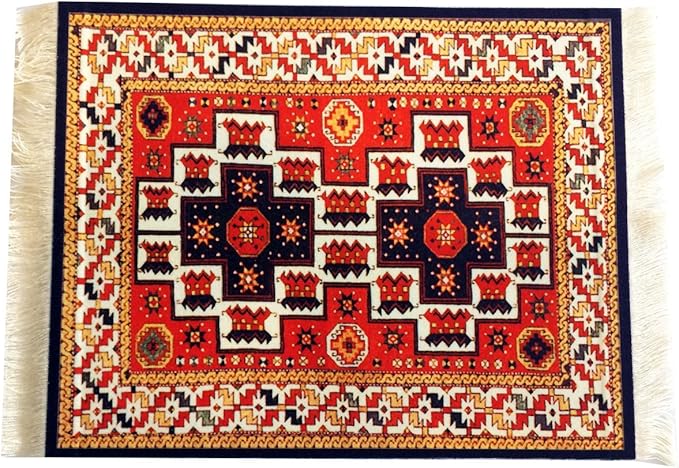 Turkish Rug Coasters Set of 4 – Carpet-Style Drink mats with Fringe, Non-Slip Backing, Decorative Home Accent | Dining Accessory