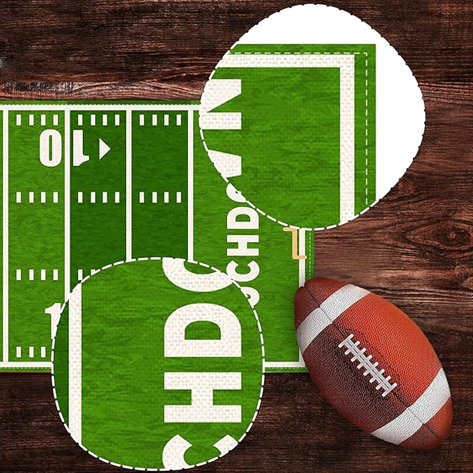 Nepnuser American Football Court Table Runner Touch Down Football Birthday Party Decoration Boy Sport Farmhouse Home Dining Room Kitchen Table Decor (13" x 108")