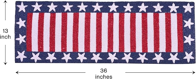 Decozen Patriotic Table Runner - 4th of July American Flag Freedom Stars Independence and Memorial Day for Holiday Kitchen Dining Table Home Decor - 13x35 Inches