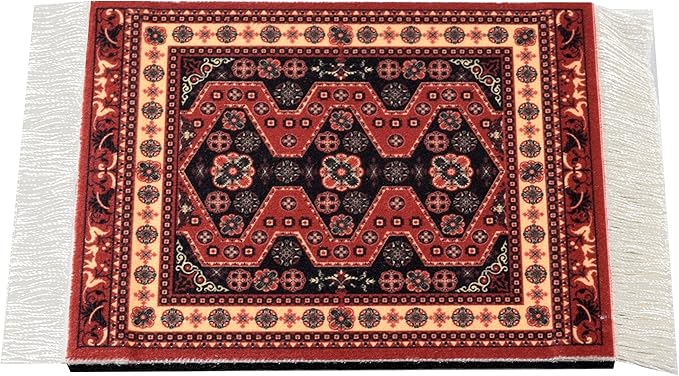 Turkish Rug Coasters Set of 4 – Carpet-Style Drink mats with Fringe, Non-Slip Backing, Decorative Home Accent | Dining Accessory