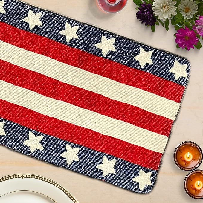 Decozen Patriotic Table Runner - 4th of July American Flag Freedom Stars Independence and Memorial Day for Holiday Kitchen Dining Table Home Decor - 13x35 Inches
