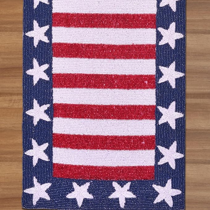 Decozen Patriotic Table Runner - 4th of July American Flag Freedom Stars Independence and Memorial Day for Holiday Kitchen Dining Table Home Decor - 13x35 Inches